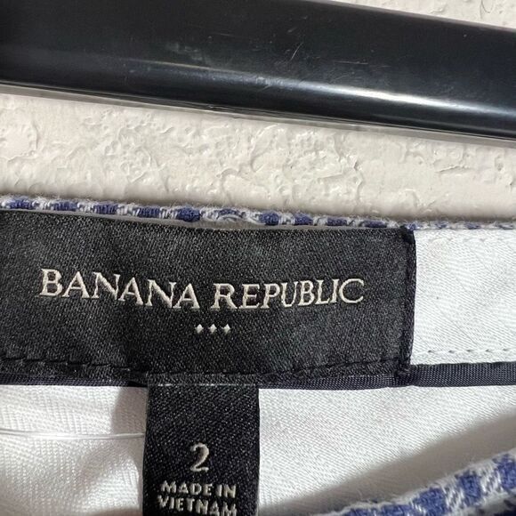 Banana Republic‎ Womens Navy Tie Front Shorts Checkered Casual Size 2 - Picture 2 of 7